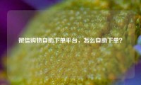 微信购物自助下单平台，怎么自助下单？