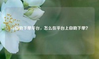 vip自助下单平台，怎么在平台上自助下单？