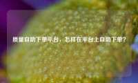 质量自助下单平台，怎样在平台上自助下单？