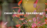 代刷自助下单平台免费，怎样免费使用代刷？