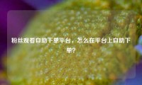 粉丝观看自助下单平台，怎么在平台上自助下单？
