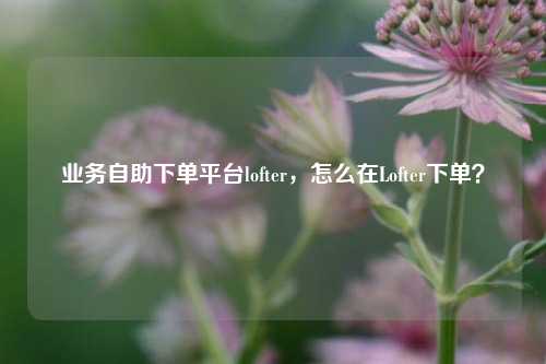 业务自助下单平台lofter，怎么在Lofter下单？