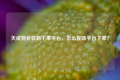 天成物业自助下单平台，怎么在该平台下单？