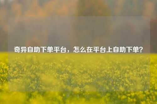 奇异自助下单平台，怎么在平台上自助下单？