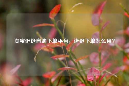 淘宝逛逛自助下单平台，逛逛下单怎么用？