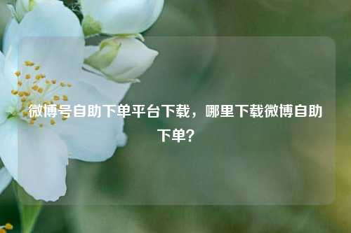 微博号自助下单平台下载，哪里下载微博自助下单？
