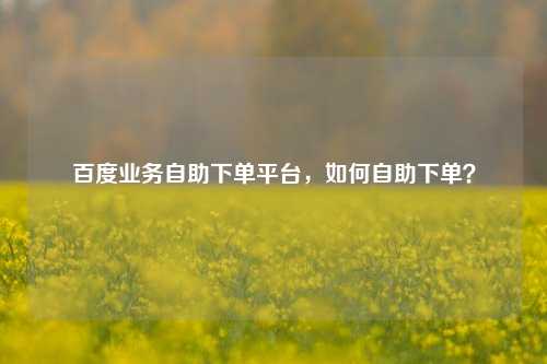 百度业务自助下单平台，如何自助下单？