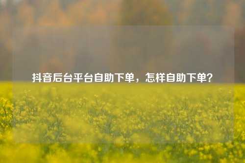 抖音后台平台自助下单，怎样自助下单？